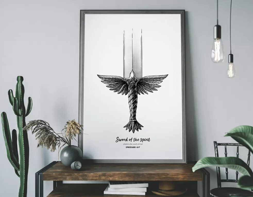 Sword of The Spirit A3 Christian Art Print - Re-vived