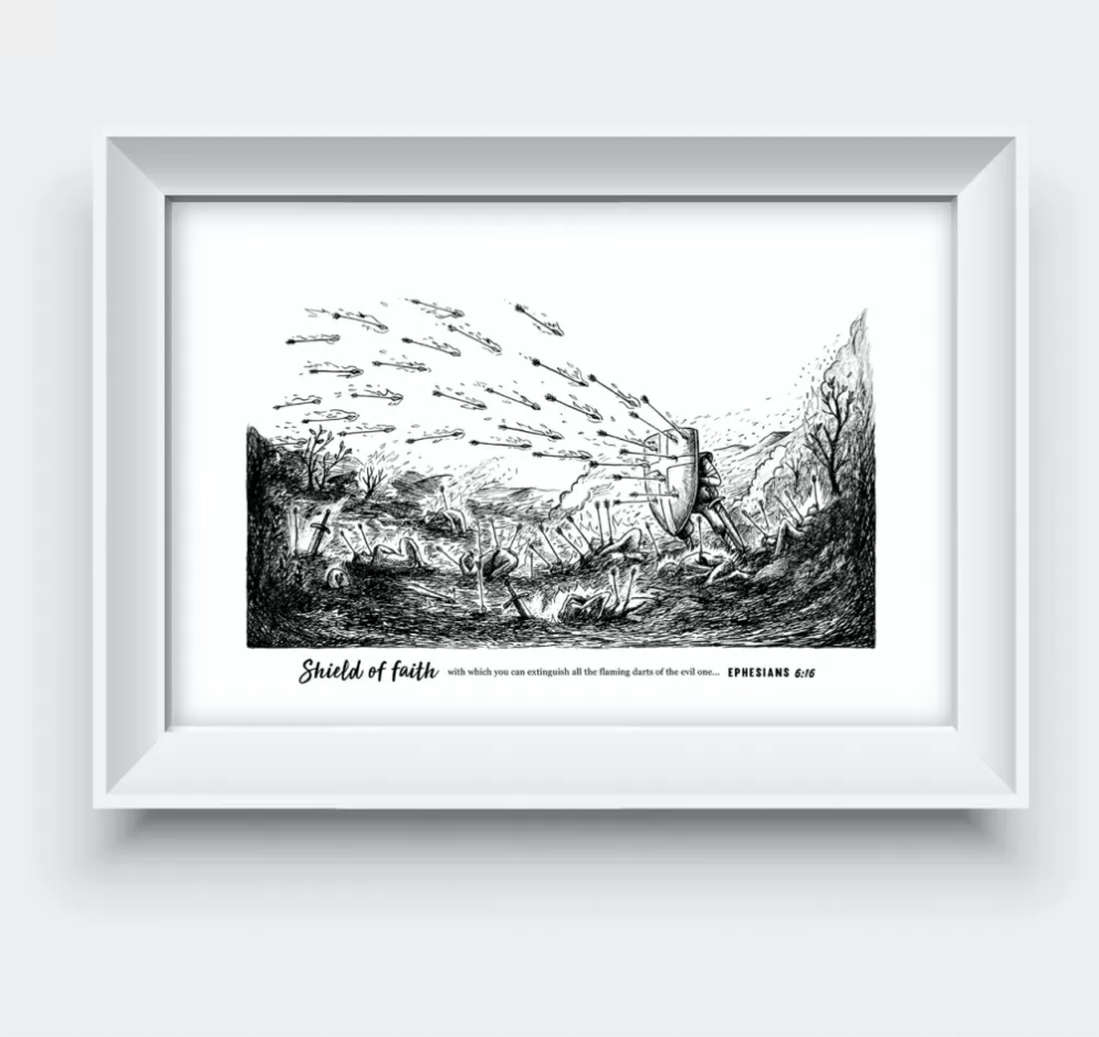 Shield of Faith A3 Christian Art Print - Re-vived