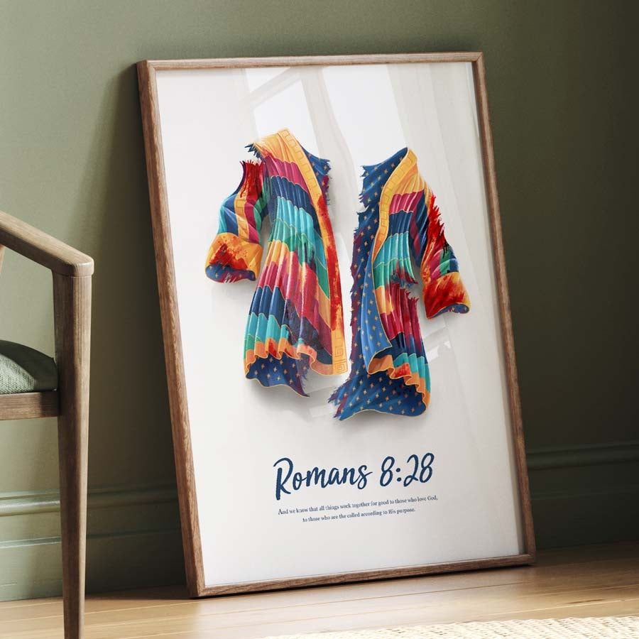 Joseph Coat Romans 8:28 A3 Christian Art Print - Re-vived