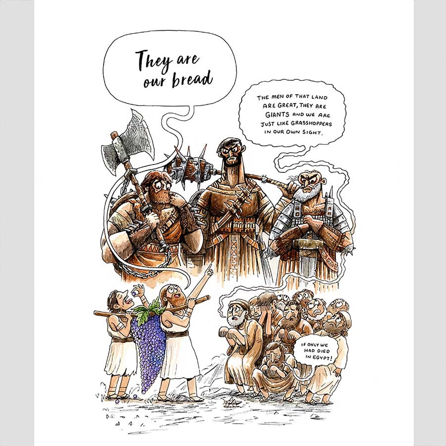 They are our bread Joshua and Caleb A3 Christian Print - Re-vived