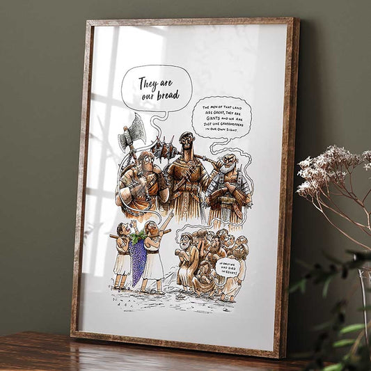 They are our bread Joshua and Caleb A3 Christian Print - Re-vived