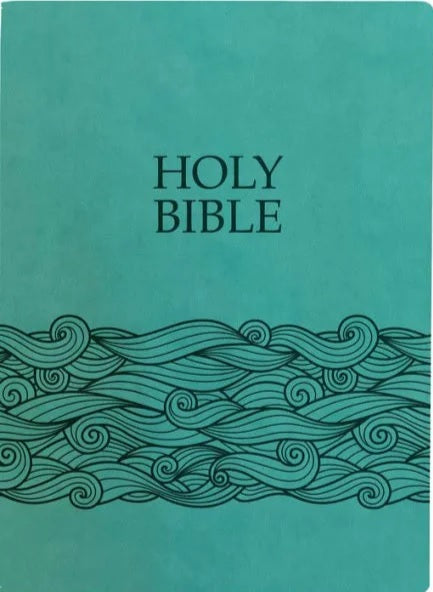 KJV Holy Bible, Wave Design, Large Print, Coastal Blue - Re-vived