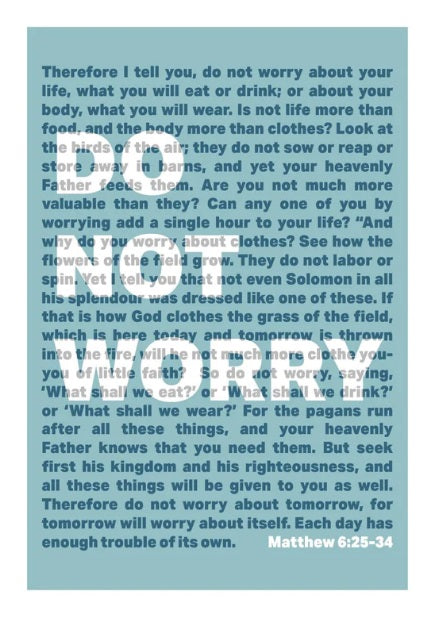 Do Not Worry - Matthew 6 - A4 Print - Blue - Re-vived