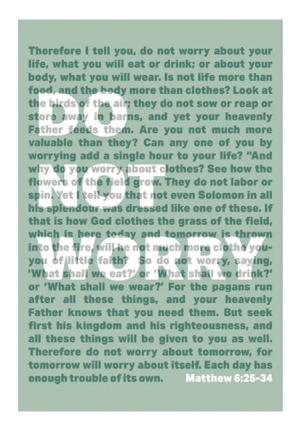 Do Not Worry - Matthew 6 - A4 Print - Green - Re-vived