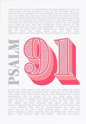 Psalm 91 - Modern Christian Typographic - A4 Print - Bubble - Re-vived