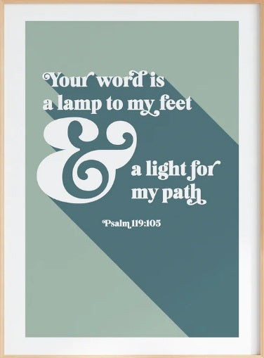 Your Word Is A Lamp To My Feet - Psalm 119 - A3 Print - Gree - Re-vived