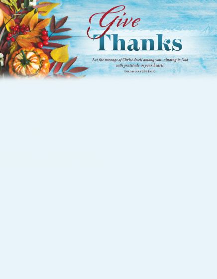 Give Thanks Letterhead - Thanksgiving (Pack Of 100) - Re-vived