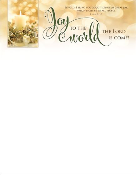 Joy To The World Letterhead - Christmas   (Pack Of 100) - Re-vived