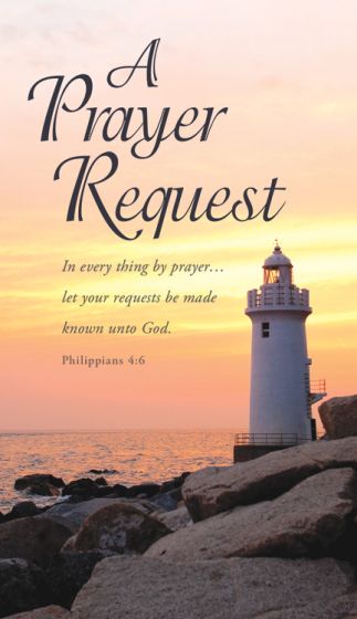 Prayer Request, A - Lighthouse Pew Cards -  3"" X 5"" - Re-vived