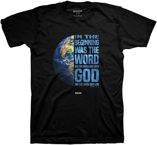In the Beginning Globe T-Shirt Large - Re-vived