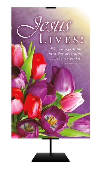 Banner - Easter - 3Ft Fabric - Jesus Lives! - Re-vived