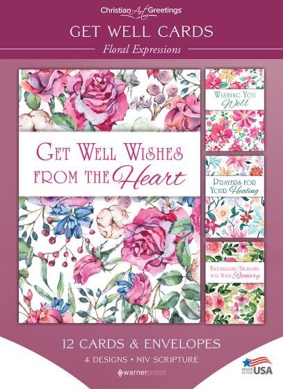 Get Well - Floral Expressions - Boxed Cards (Pack of 12) - Re-vived