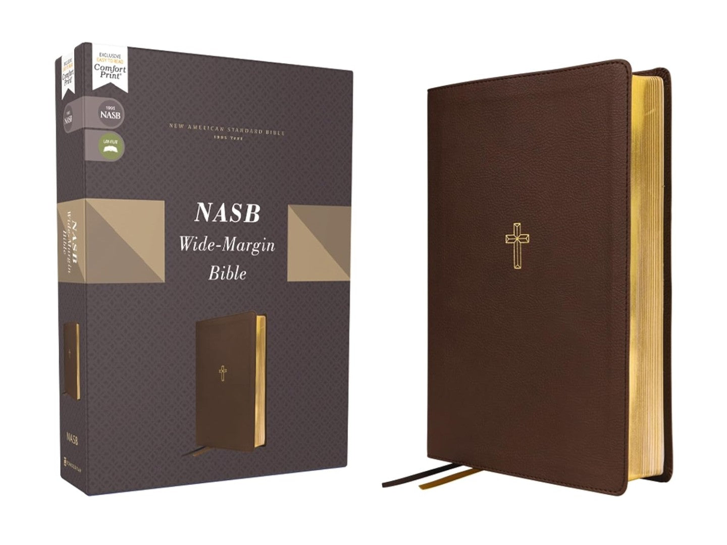NASB, Wide Margin Bible, Brown, Red Letter - Re-vived