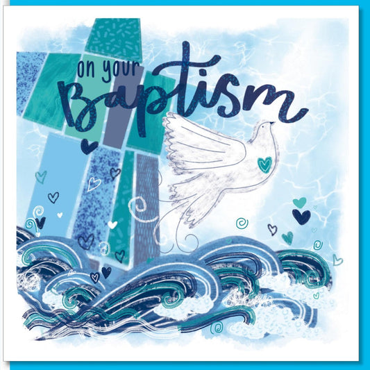 Baptism Dove & Waves Greetings Card - Re-vived