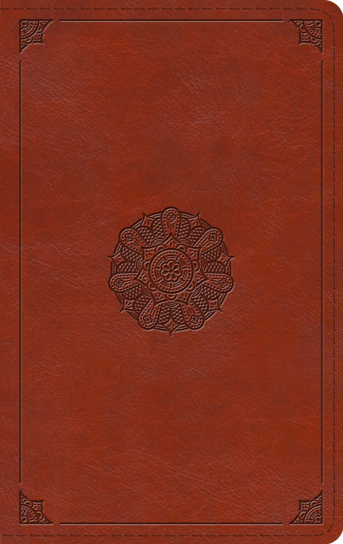ESV Large Print Thinline Bible (TruTone, English Saddle, Emblem Design) - Re-vived