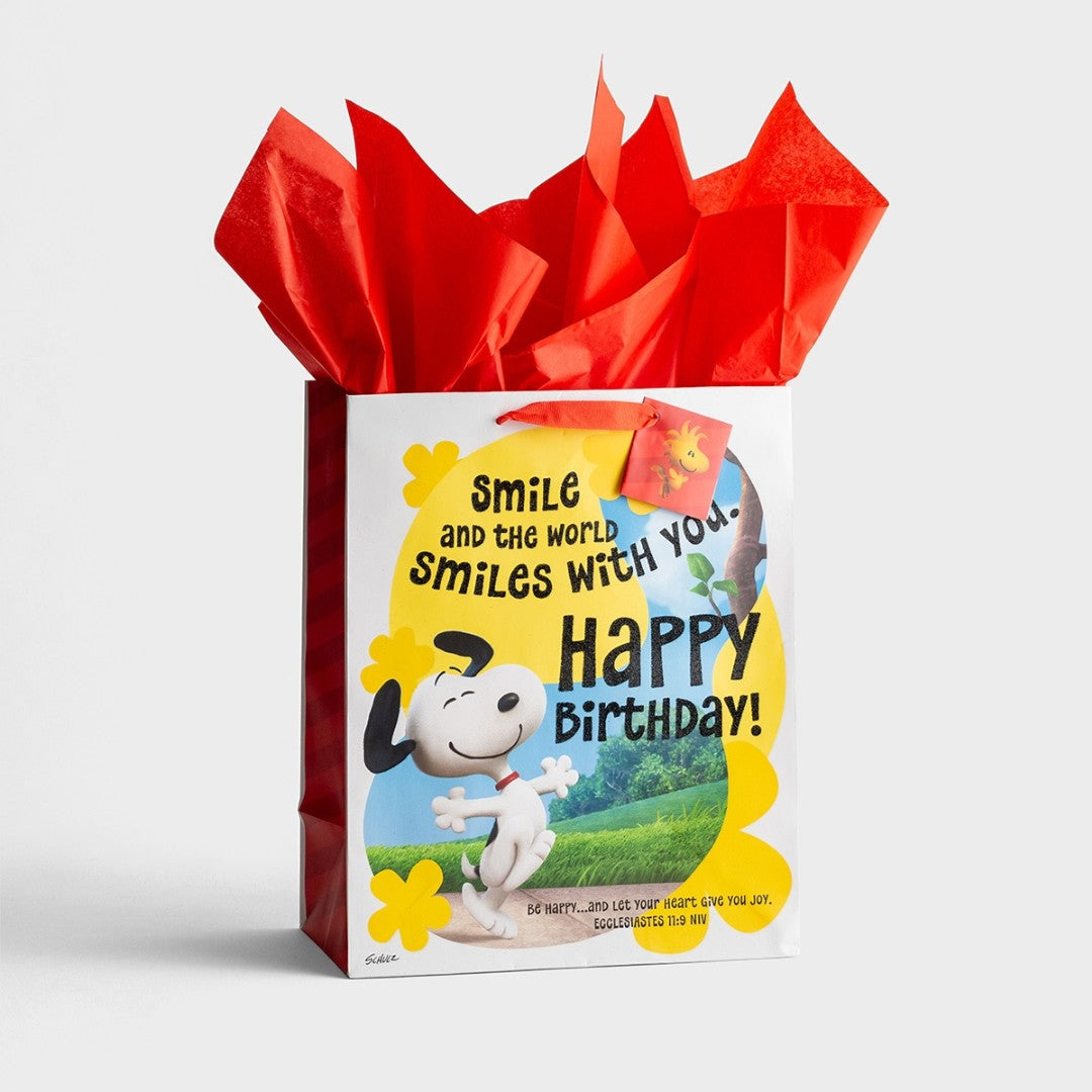 Peanuts - Happy Birthday - Large Gift Bag with Tissue - Re-vived
