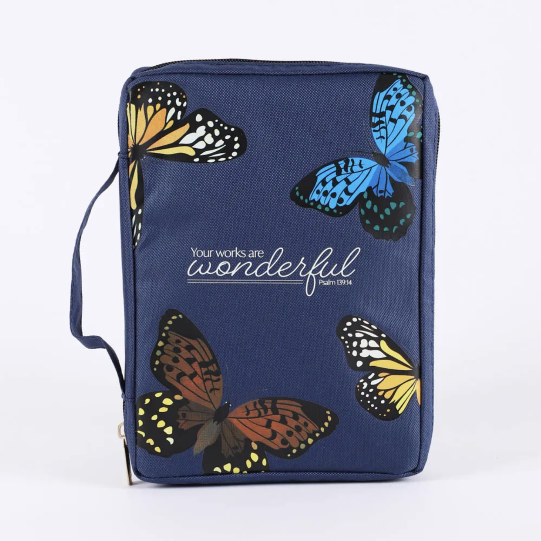 Bible Cover Canvas Butterfly Wonderful Medium - Re-vived