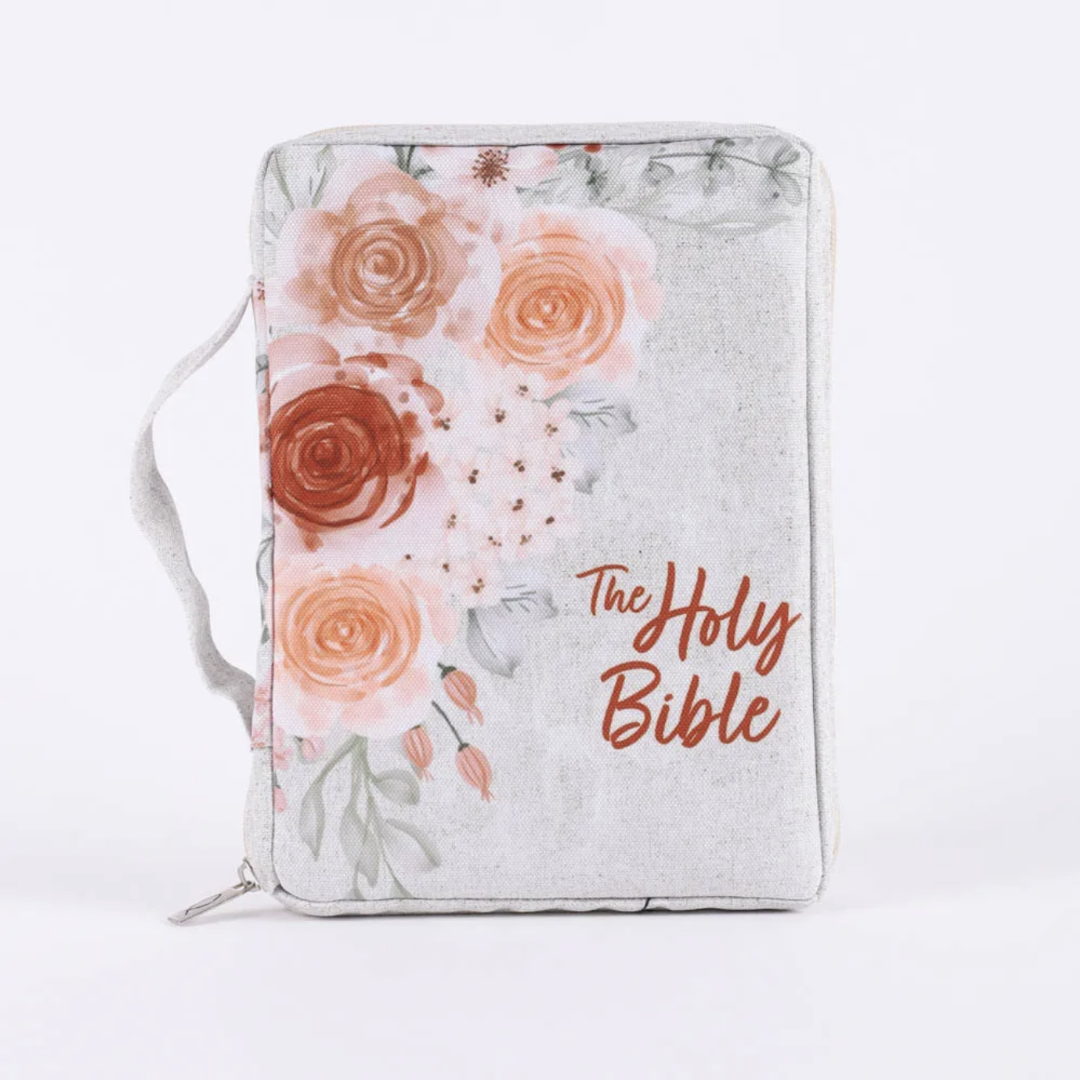 Bible Cover Canvas Holy Bible Floral Medium - Re-vived