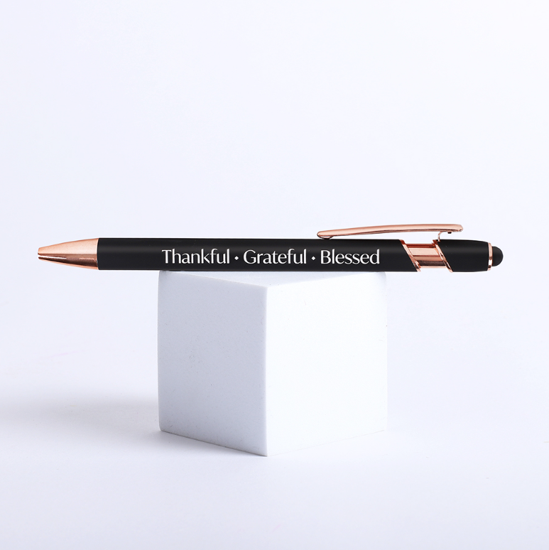 Gift Pen Thankful Grateful Blessed Grey Stylus-Tip - Re-vived