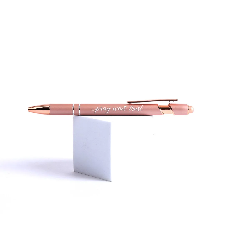 Gift Pen Pray Wait Trust Rose Gold Stylus-Tip - Re-vived