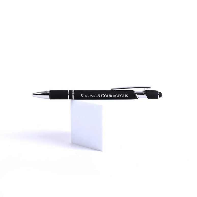 Gift Pen Strong & Courageous Black Stylus-Tip - Re-vived