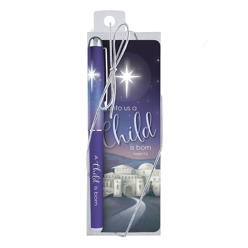 A Child Is Born Gift Pen With Bookmark - Re-vived