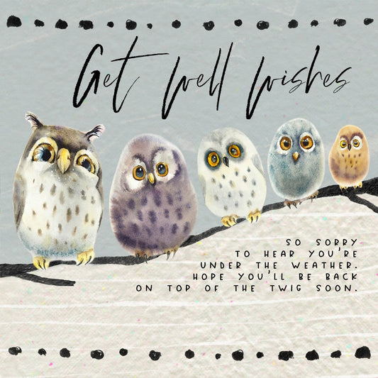Get Well Wishes Owls - Greeting Card - Re-vived