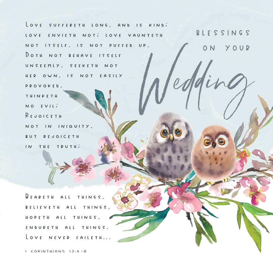 Blessings On Your Wedding Owls - Greeting Card - Re-vived