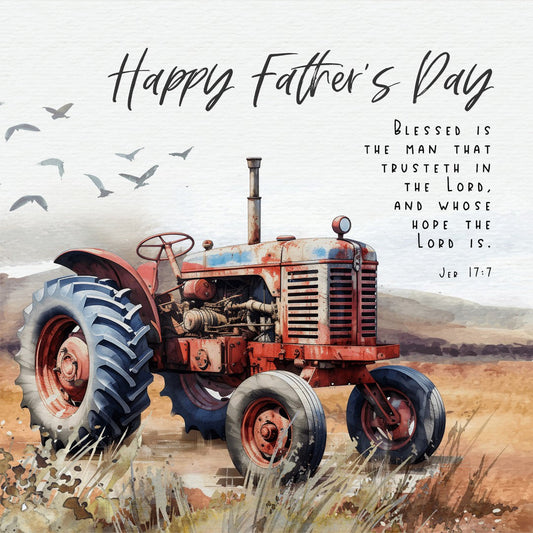 Happy Father's Day Tractor - Greetng Card - Re-vived
