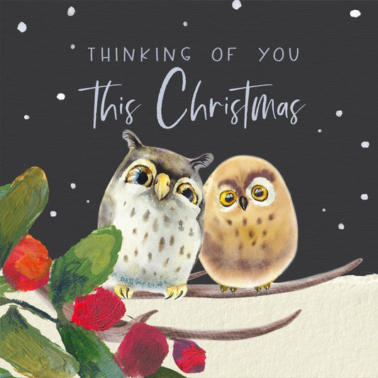 Thinking Of You This Christmas Owls - Christmas Card - Re-vived