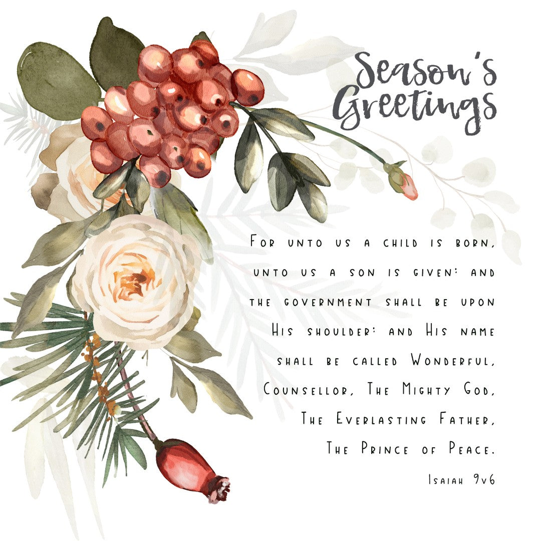 Season's Greetings For Unto Us A Child - Greeting Card - Re-vived