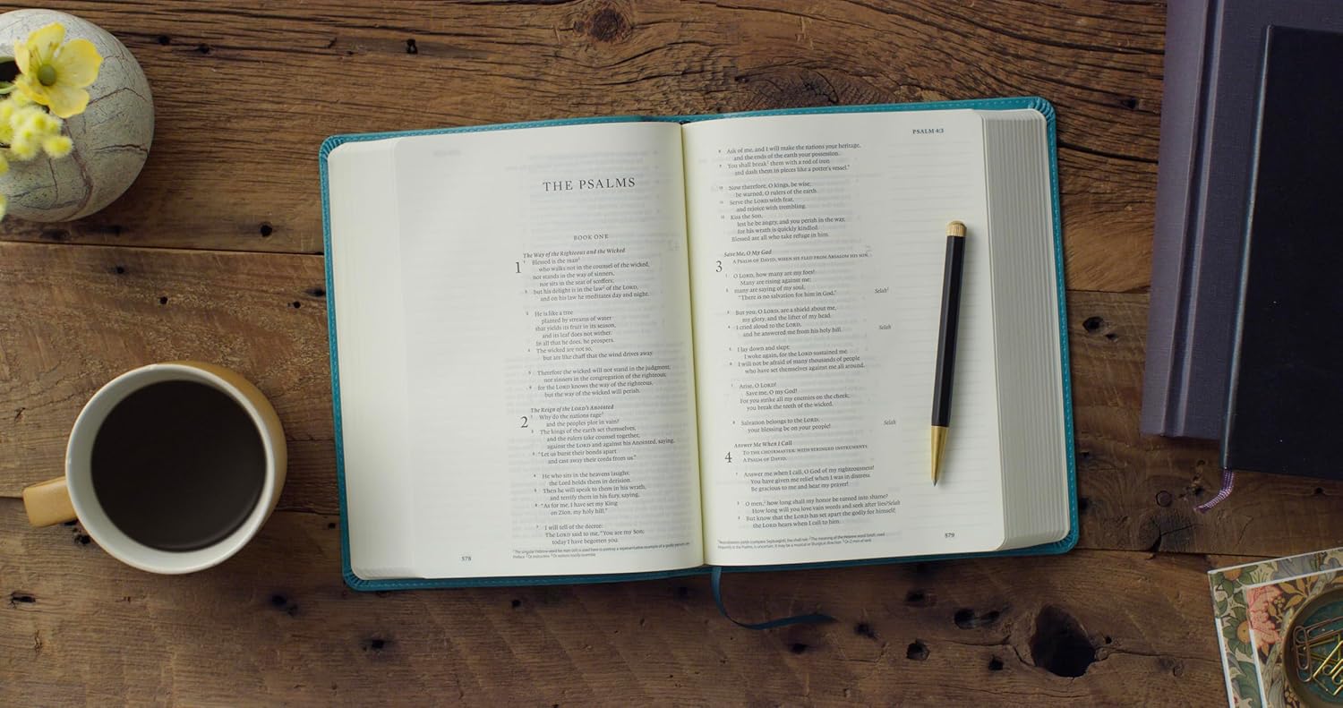 ESV Single Column Journaling Bible, Teal, Resplendent Cross - Re-vived