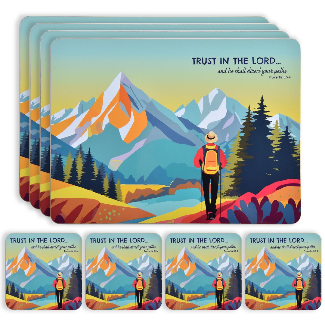 Trust In The Lord Set Of 4 Placemats & 4 Coasters In Gift Bo - Re-vived
