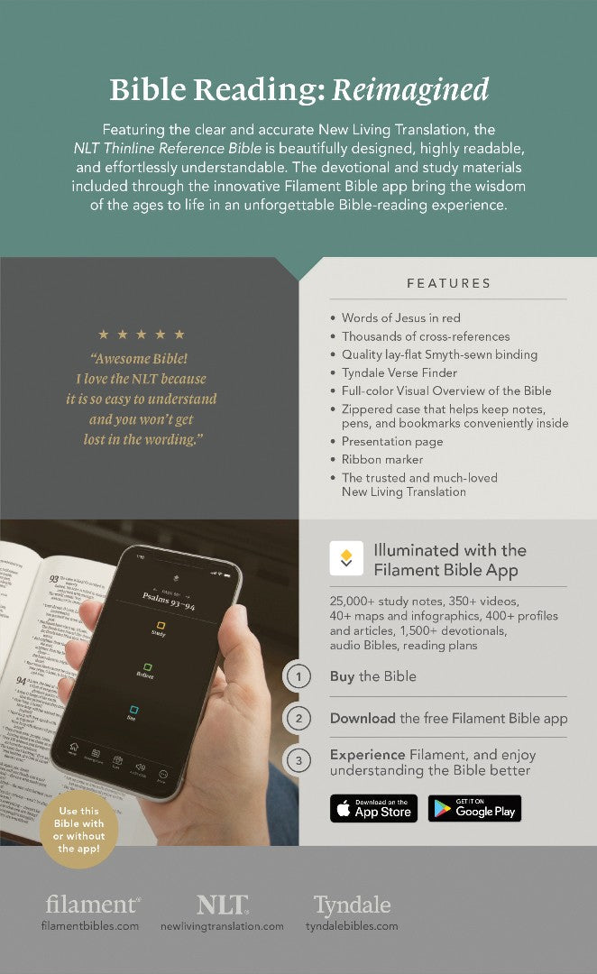 NLT Thinline Reference Zipper Bible, Filament Enabled - Re-vived