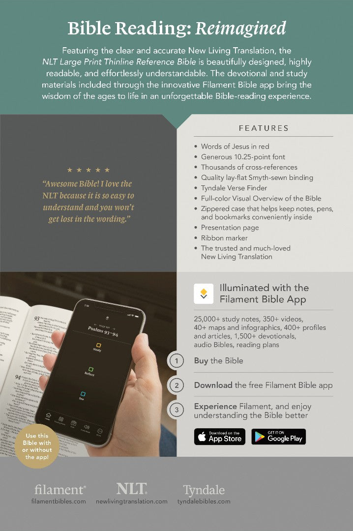 NLT Large Print Thinline Reference Zipper Bible - Re-vived