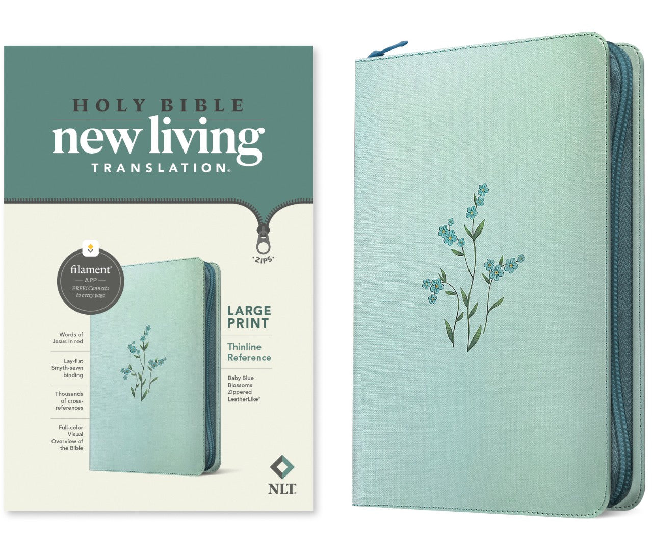 NLT Large Print Thinline Reference Zipper Bible - Re-vived