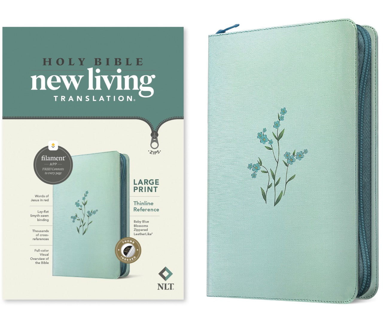 NLT Large Print Thinline Reference Zipper Bible - Re-vived