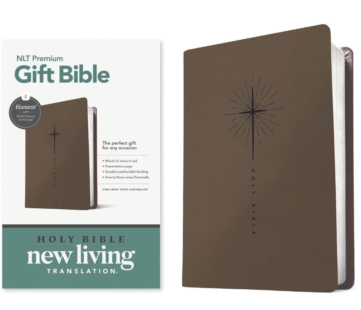 NLT Premium Gift Bible, Filament Enabled, Star Cross Taupe - Re-vived