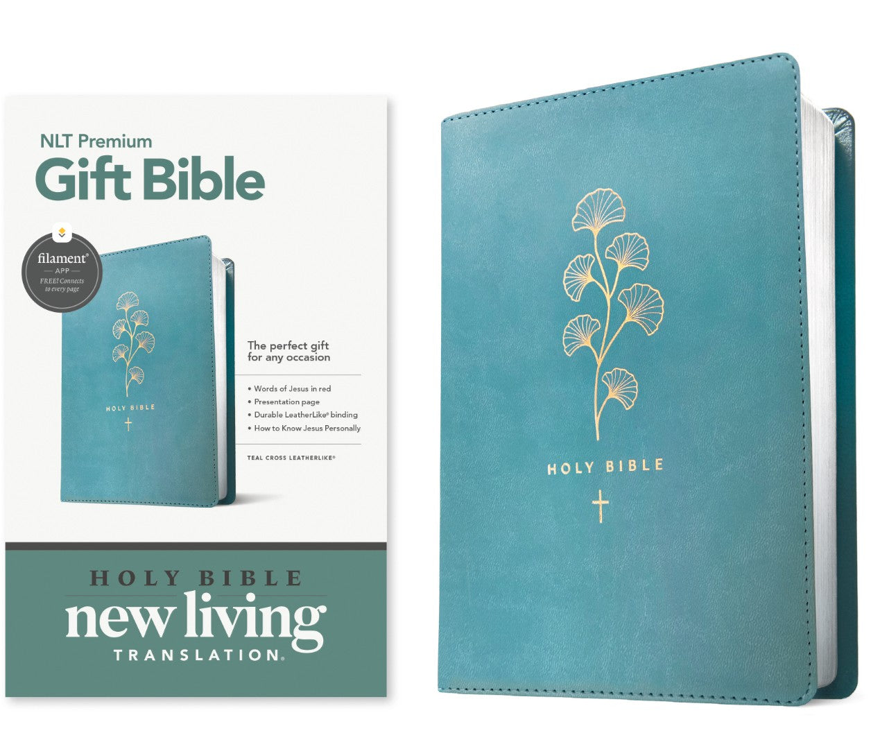 NLT Premium Gift Bible, Filament Enabled, Teal Cross - Re-vived