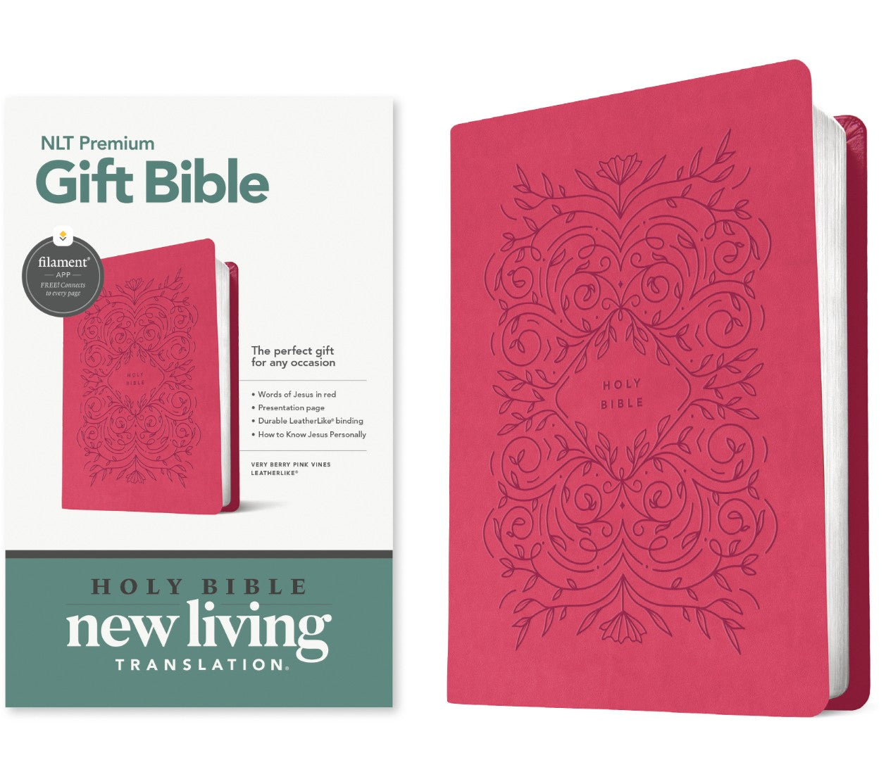 NLT Premium Gift Bible, Filament Enabled, Very Berry - Re-vived