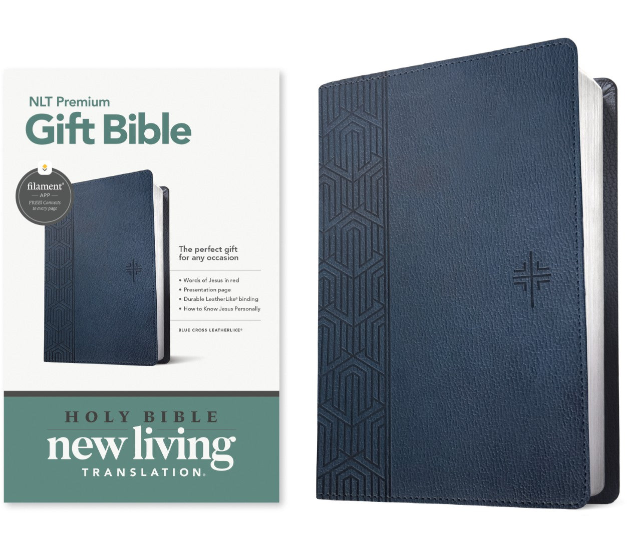 NLT Premium Gift Bible, Filament Enabled, Blue Cross - Re-vived