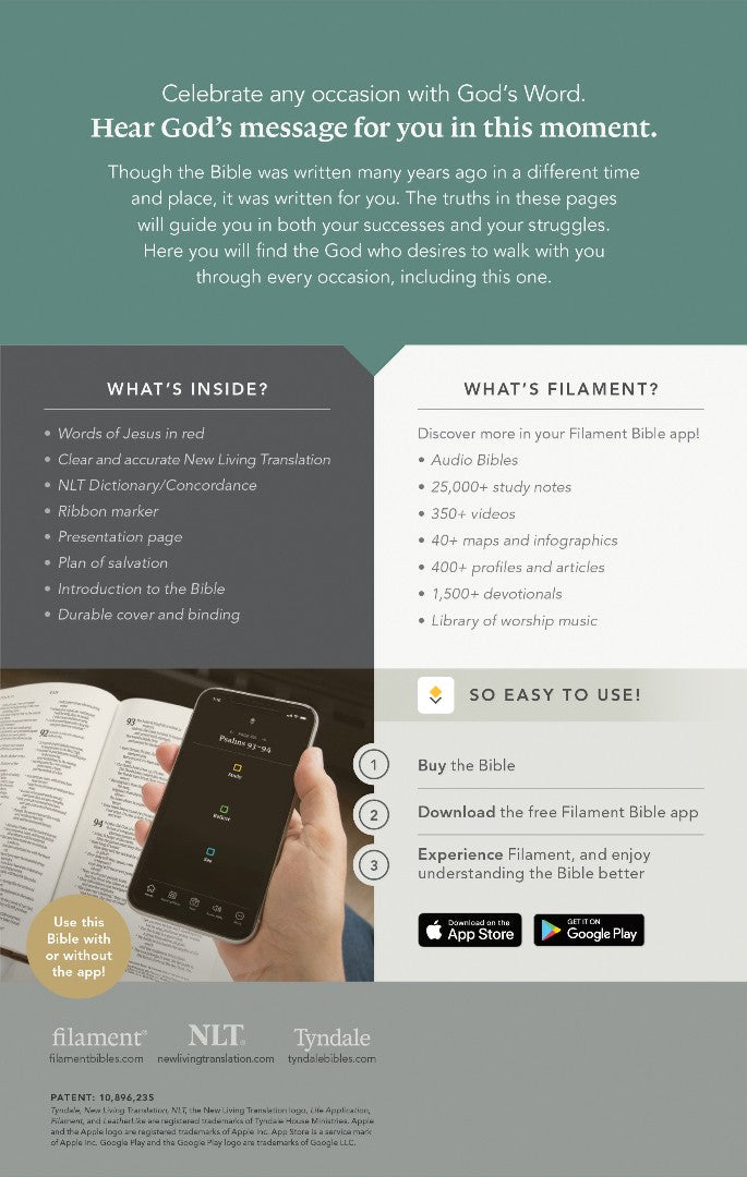 NLT Premium Gift Bible, Filament Enabled, Dark Brown/Tan - Re-vived