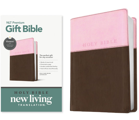 NLT Premium Gift Bible, Filament Enabled, Pink/Dark Brown - Re-vived