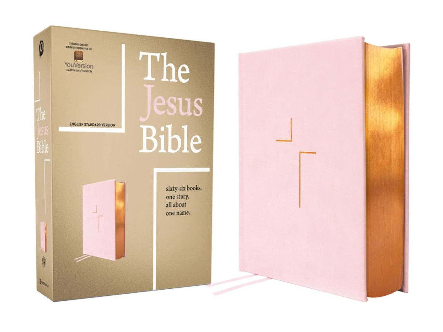 Jesus Bible, ESV Edition, Leathersoft Over Board, Pink - Re-vived