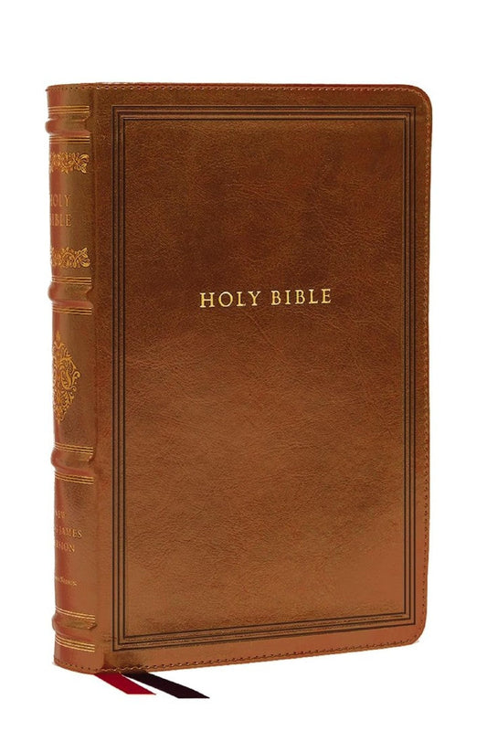 NKJV Large Print Reference Bible, Brown Leathersoft - Re-vived