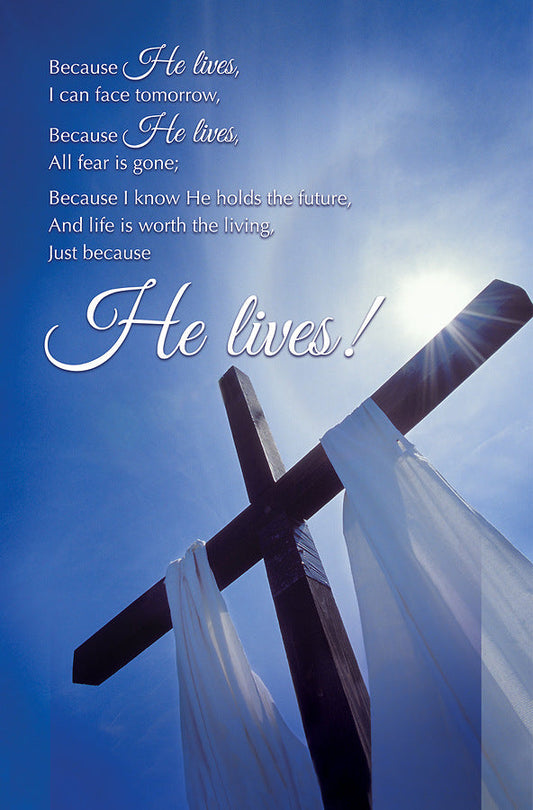 Because He Lives Easter Bulletin (pack of 100) - Re-vived