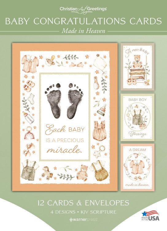 Made in Heaven Baby Congratulations Boxed Cards (pack of 12) - Re-vived