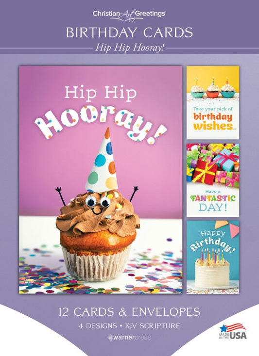 Hip Hip Hooray! Birthday Boxed Cards (pack of 12) - Re-vived