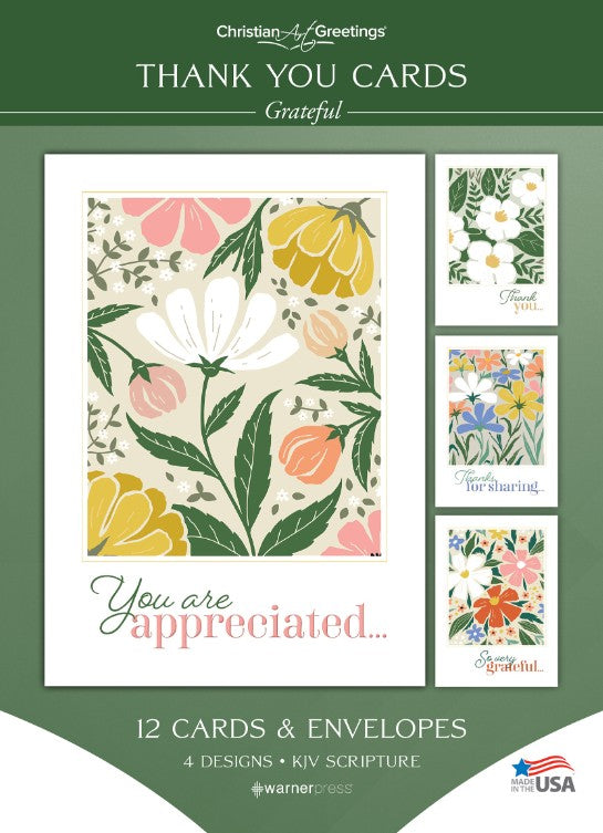 Grateful Thank You Boxed Cards (pack of 12) - Re-vived