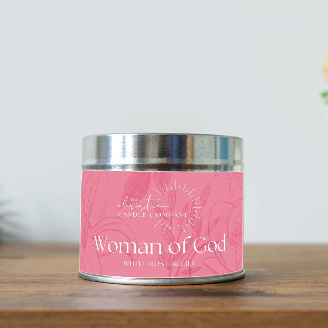 Woman Of God - White Rose & Lily Scented Candle In A Tin - Re-vived